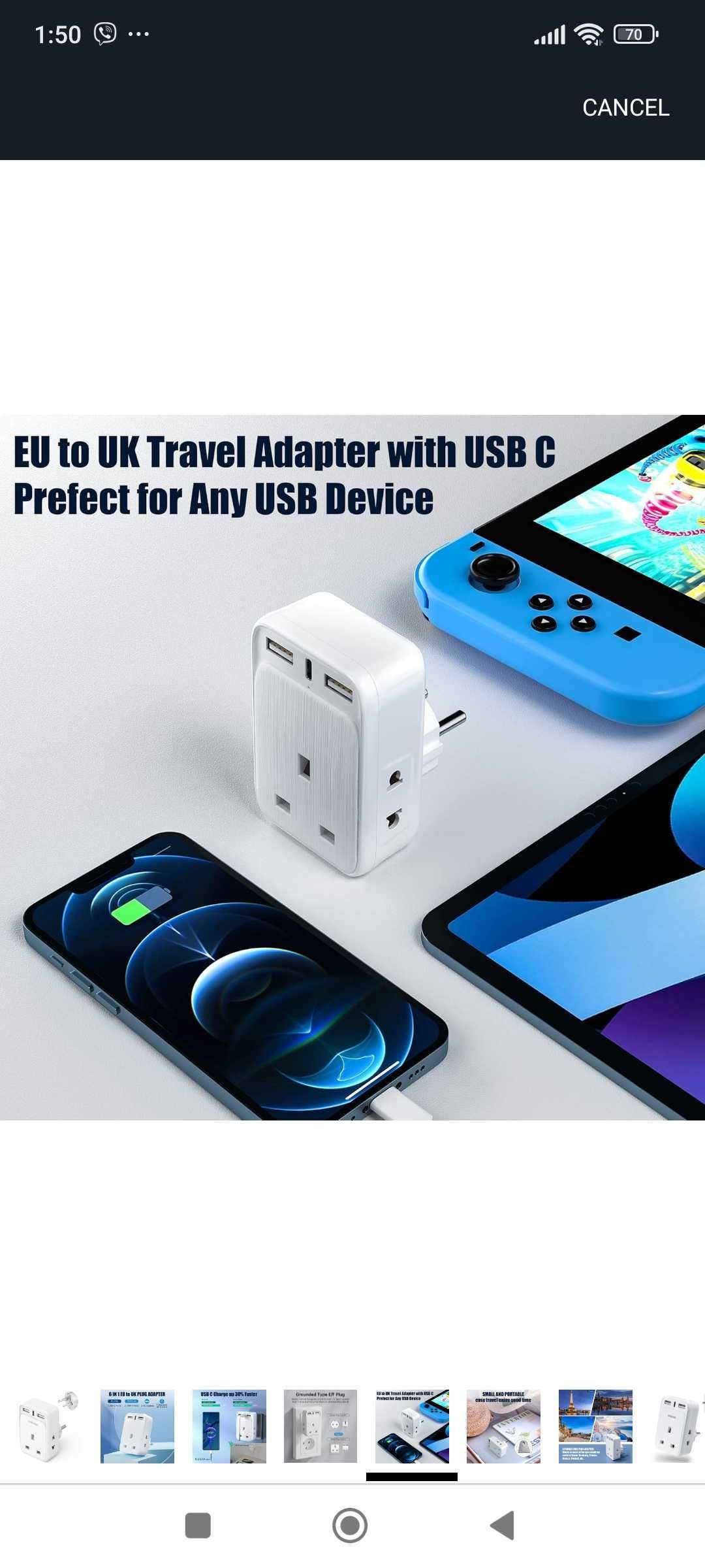 Travel Adapter UK to EU