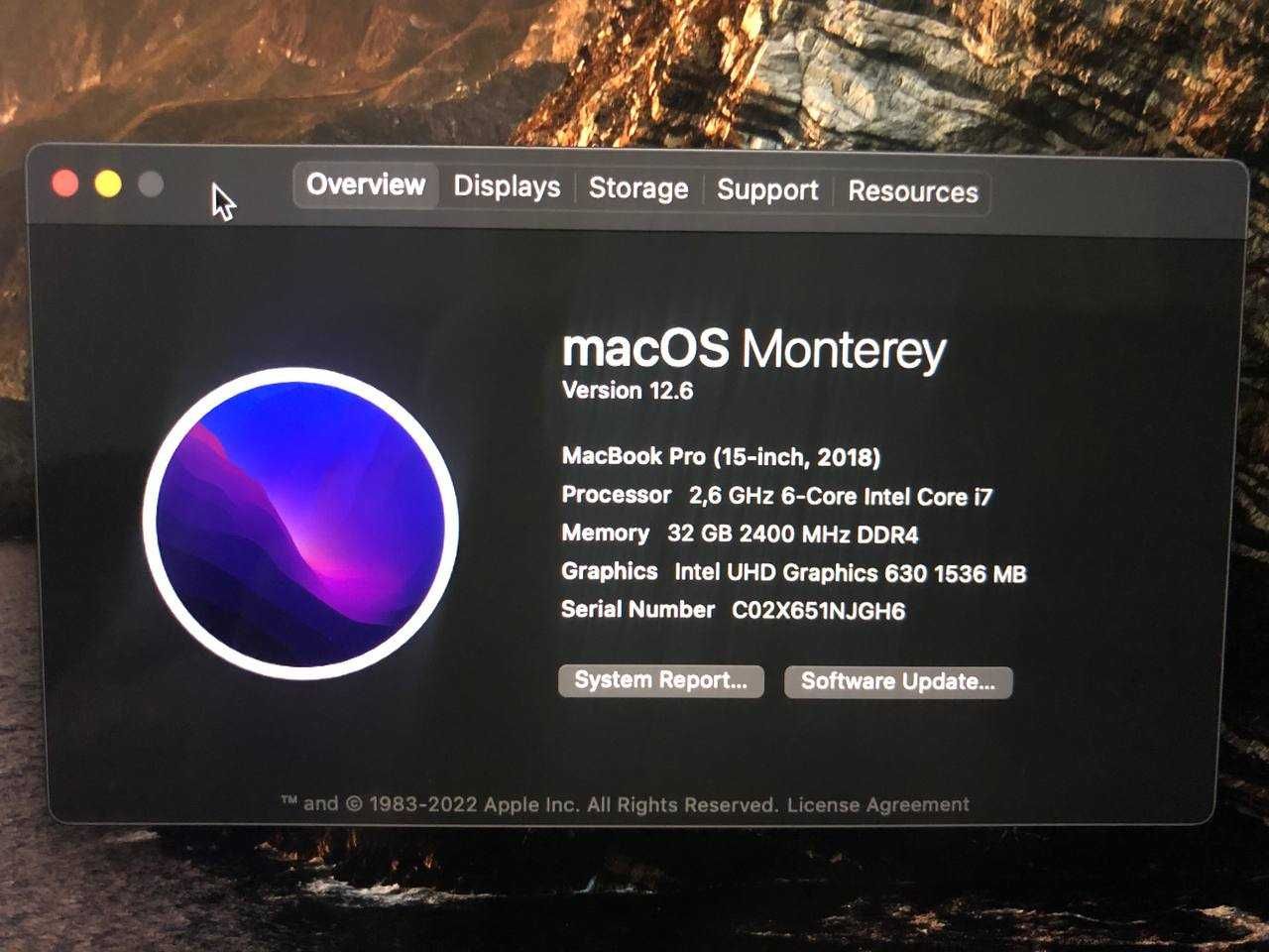 MacBook Pro 15/ 2018/ 2,6 Ghz 6-core Intel Core i7