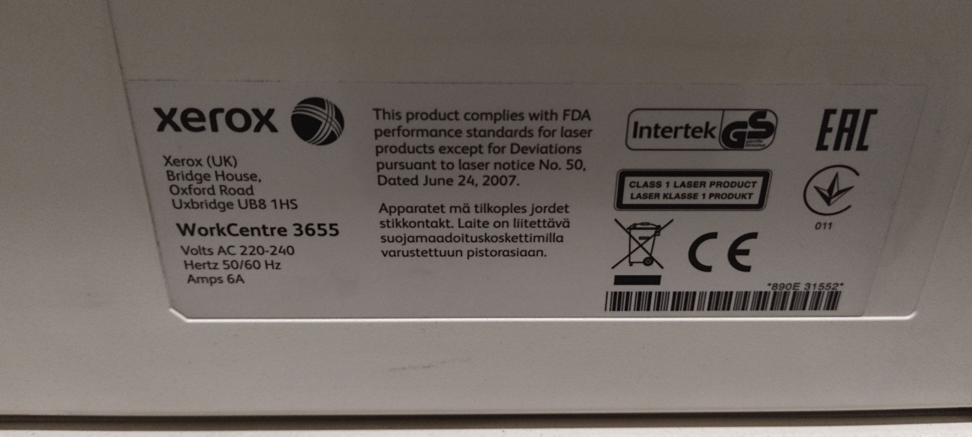 Xerox work centre 3655