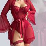 RED Seduction - комплект с халат, боди и чорапи