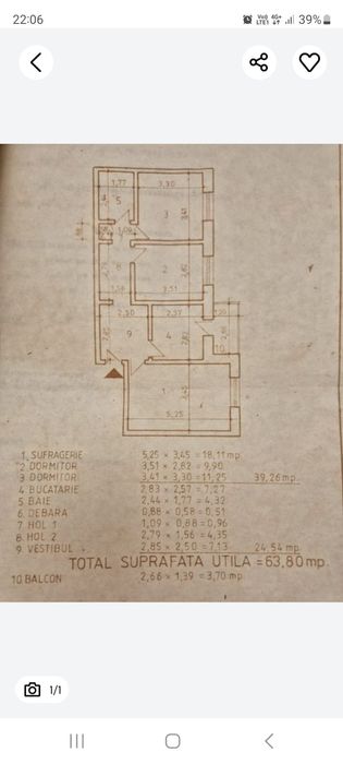 Vând apartament 3 camere la etajul 1  în Obcini