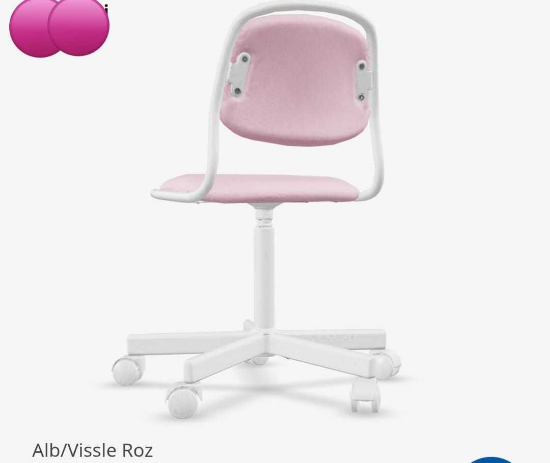 Scaun de birou roz pentru copii