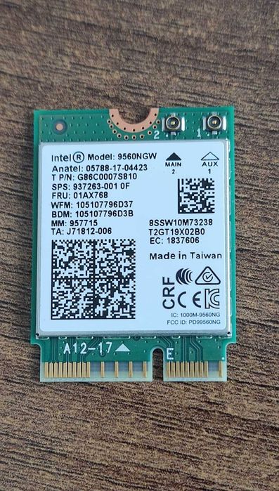 Placă WiFi Intel-9560NGW Dual Band, 2x2, 160 MHz, 1.73 Gbps, CNVio