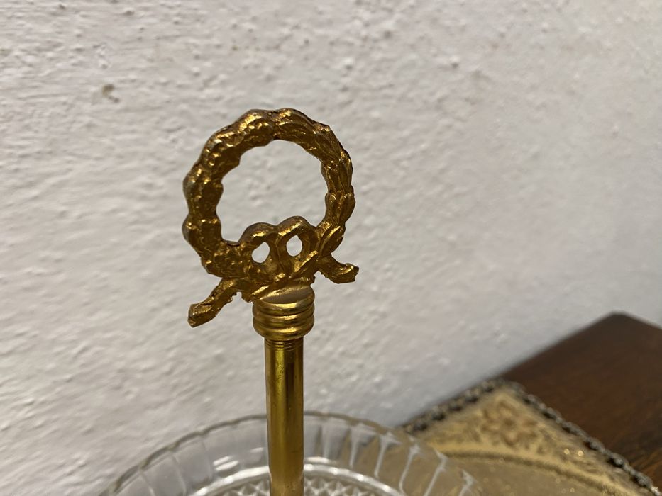 Винтидж италианска кристална бонбониера с месингова стойка 1950-те