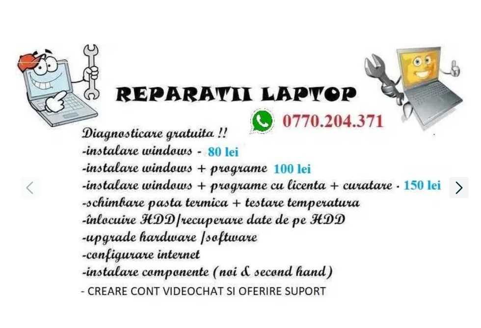 reparatii service laptop , APPLE, instalare WINDOWS, Console