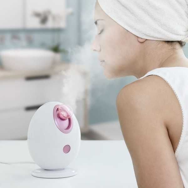 Aparat de sauna faciala pentru curatarea tenului 90ml 300W alb/roz