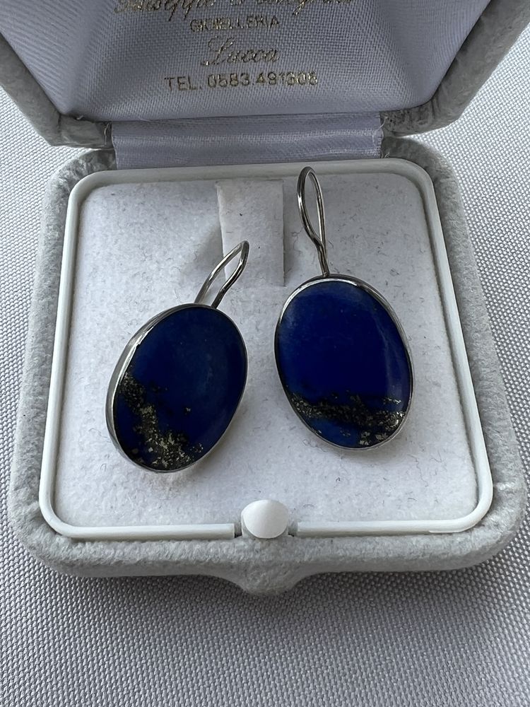 Cercei vintage din argint si lapis lazuli