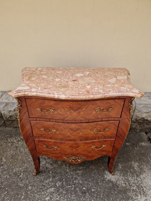 Прекрасен антикварен френски скрин шкаф мрамор