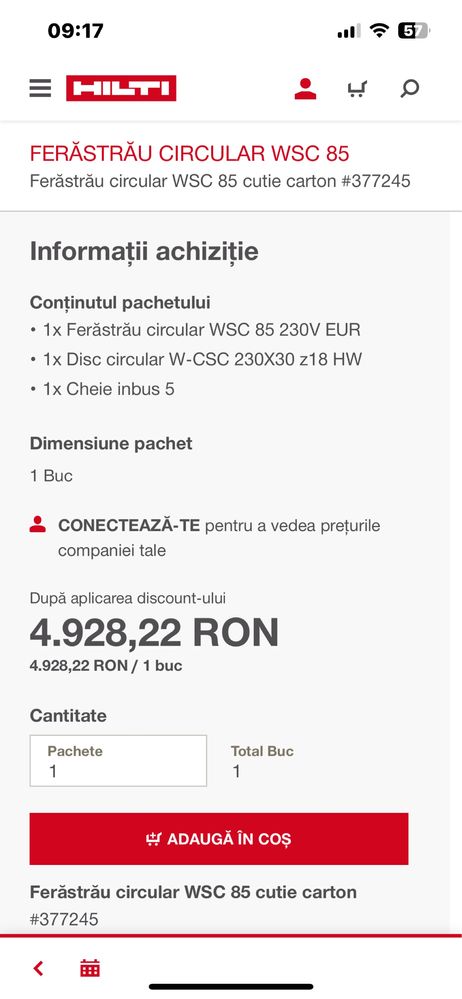 Circular Hilti WSC 85-Nou