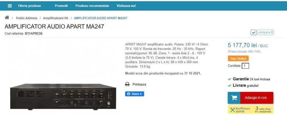 Amplificator audio Apart MA247