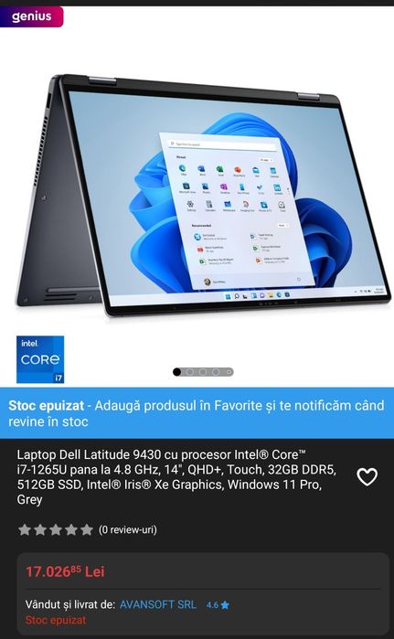 Laptop Dell Latitude 9430 2-1 QHD Intel® Core™ i7-1265U 32GB DDR5 512g