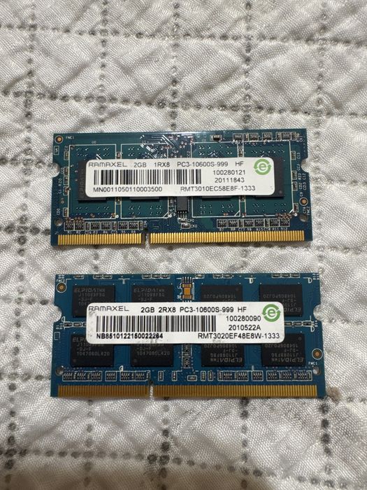 RAM памет за лаптоп Ramaxel 2x2GB DDR3 1333MHz 2RX8 PC3-10600S 204pin