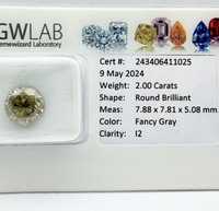Естествен инвестиционен диамант 2.00ct. - I2/ Fancy  GWLAB Сертификат