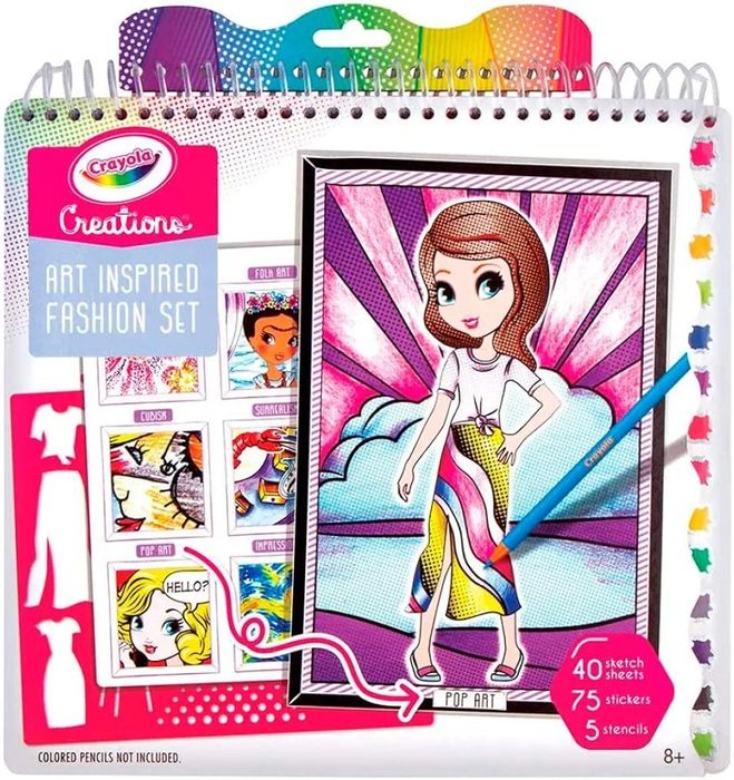 Моден скицник с готови модели и блестящи стикери Crayola