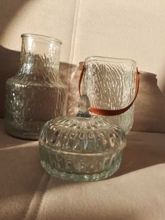 3в1 ваза сахарница рефленное стекло посуда кухня мебель