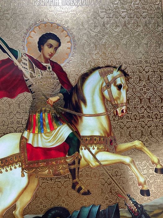 icoana veche sfantul gheorghe dim lat 23cm lung 33 cm icoana veche