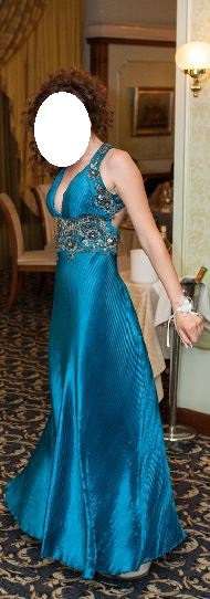 Бална рокля с чантичка - тюркоазено синя
