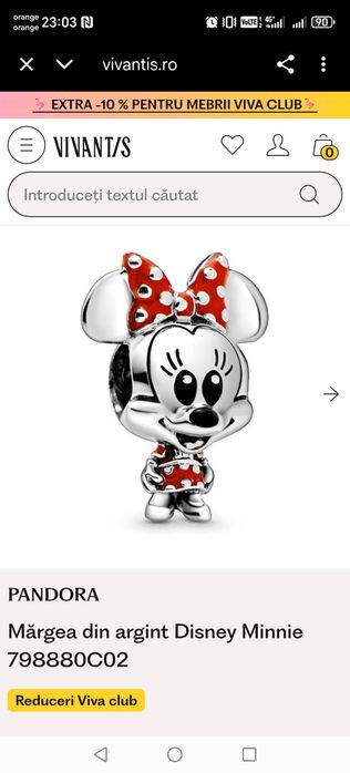 Brățară Pandora /18cm, Michey Mouse  și talismane