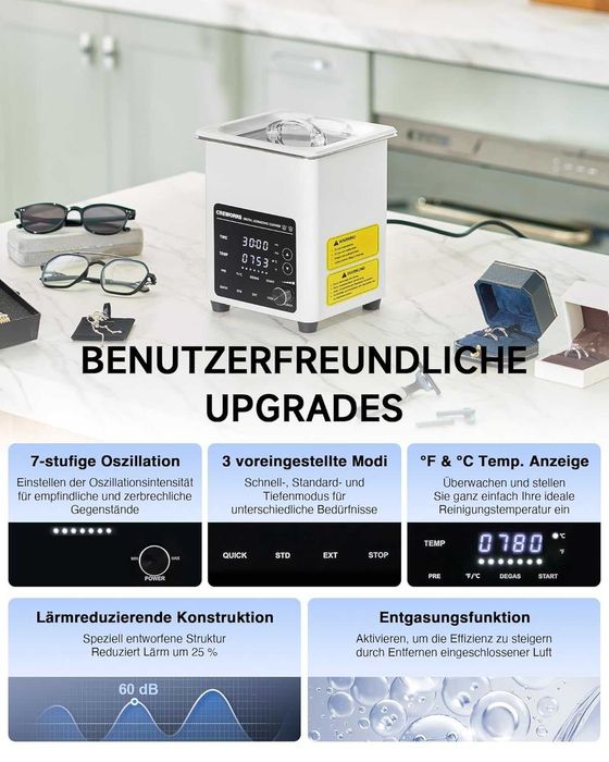 Ултразвукова вана CREWORKS 2L 60W Professional Ultrasonic,Гаранция