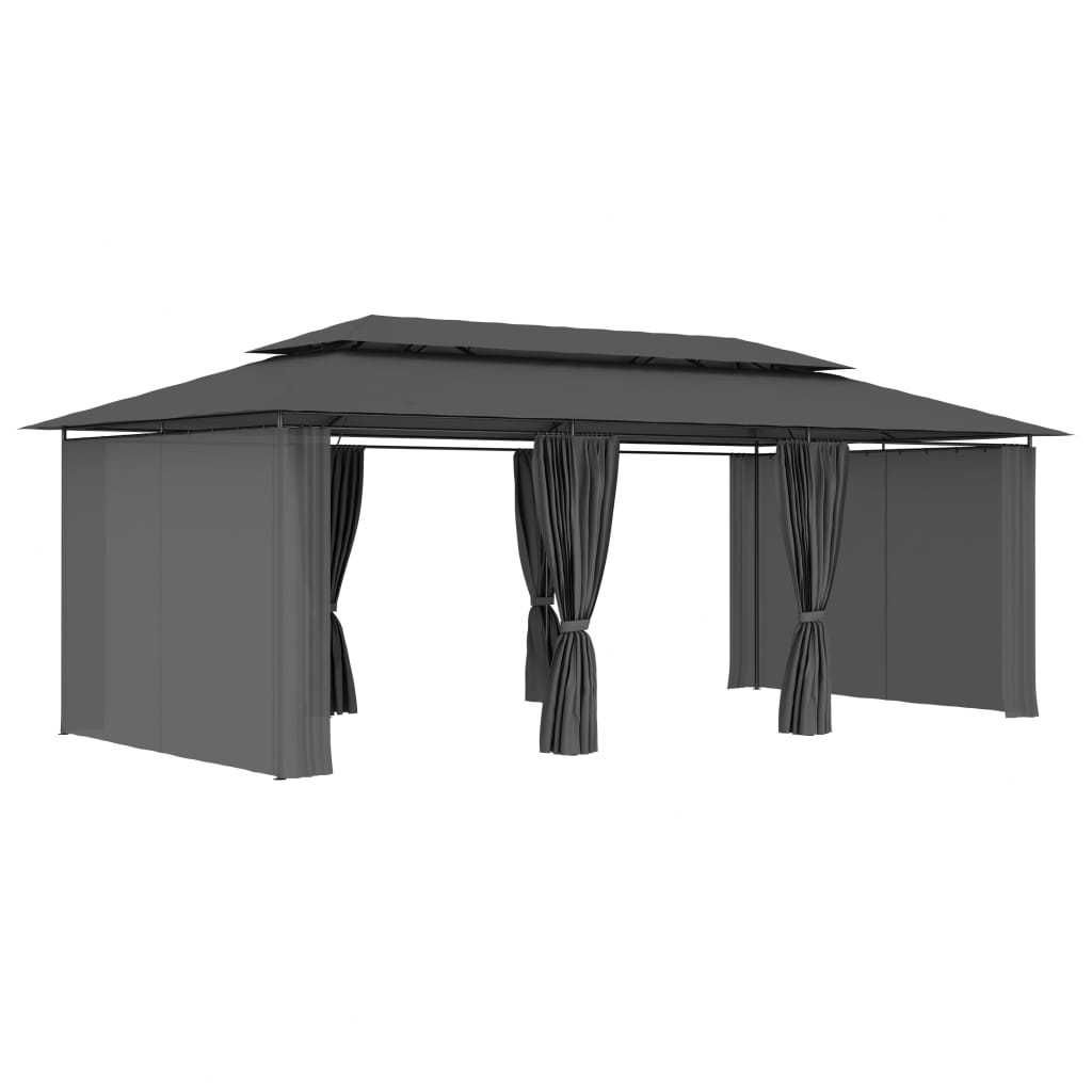 Pavilion/Foisor/Cort de gradina/terasa cu perdele 3×6 m Gri ESCORIAL