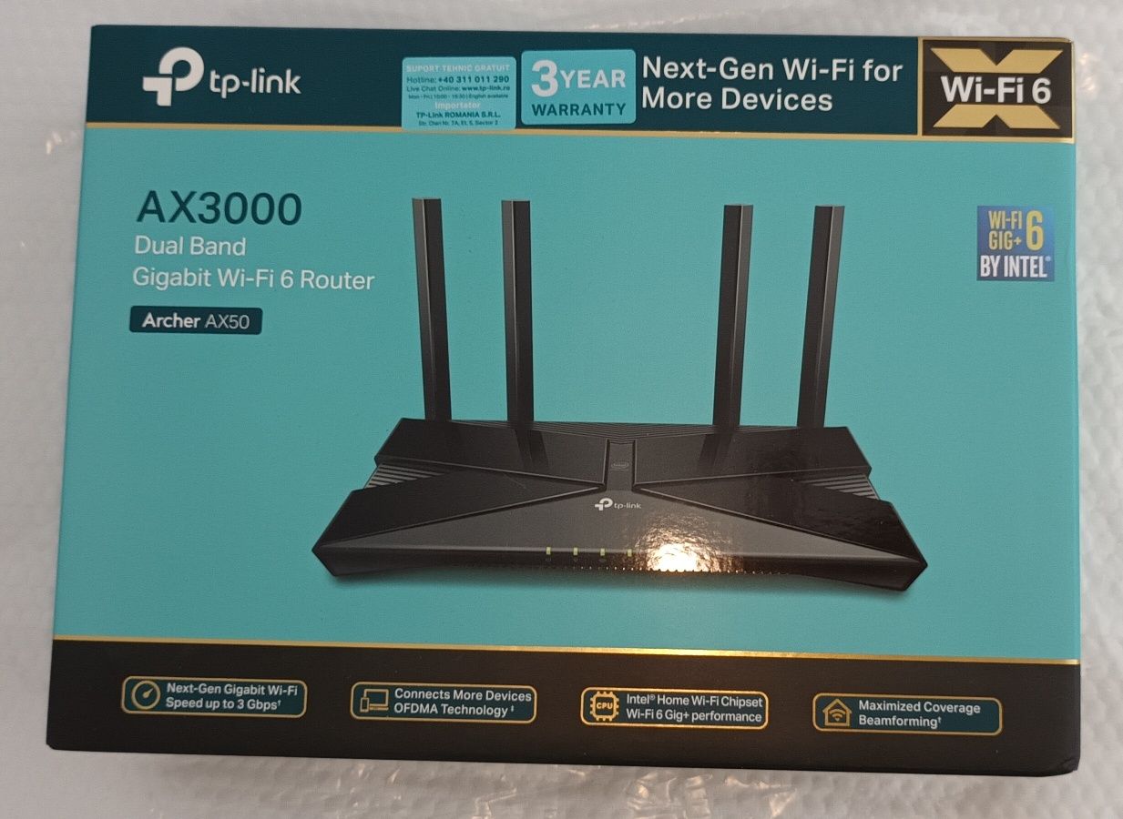 Рутер TP-Link - Archer AX50 AX3000, 3Gbps, черен