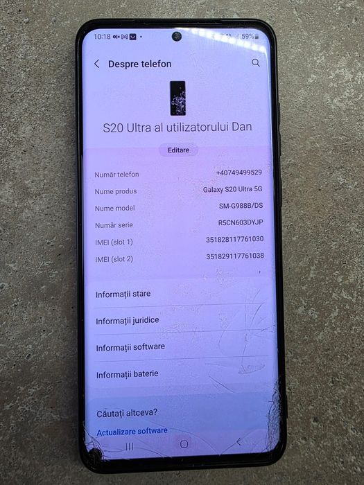 Telefon Samsung S20 ULTRA 5G-128giga -12GramRAM