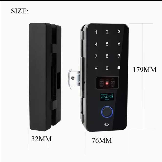 Glass Door 3D Face Remote Control Unlock Tuya Smart Door Lock