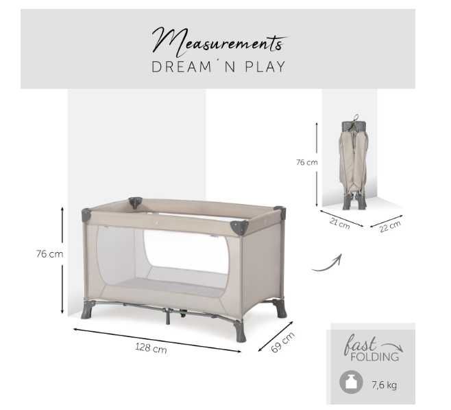 Сгъваема бебешка кошара Hauck Dream N Play 120х60, отлична, като нова
