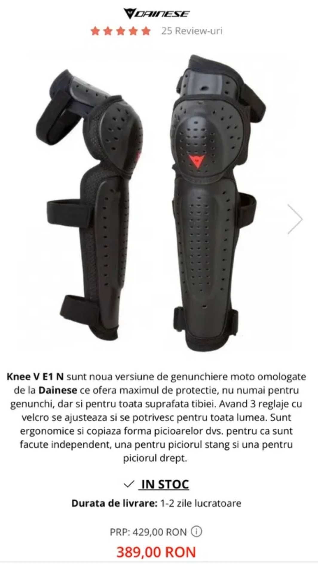 Knee V E1 N Genunchiere cu prelungire pe tibie moto omologate Dainese
