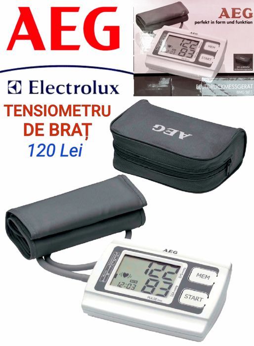 TENSIOMETRU de brat AEG ecran mare LCD 2X60 Memorii NOU - 120 Lei