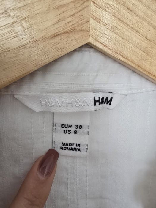 Бяла риза H&M с 3/4 ръкави