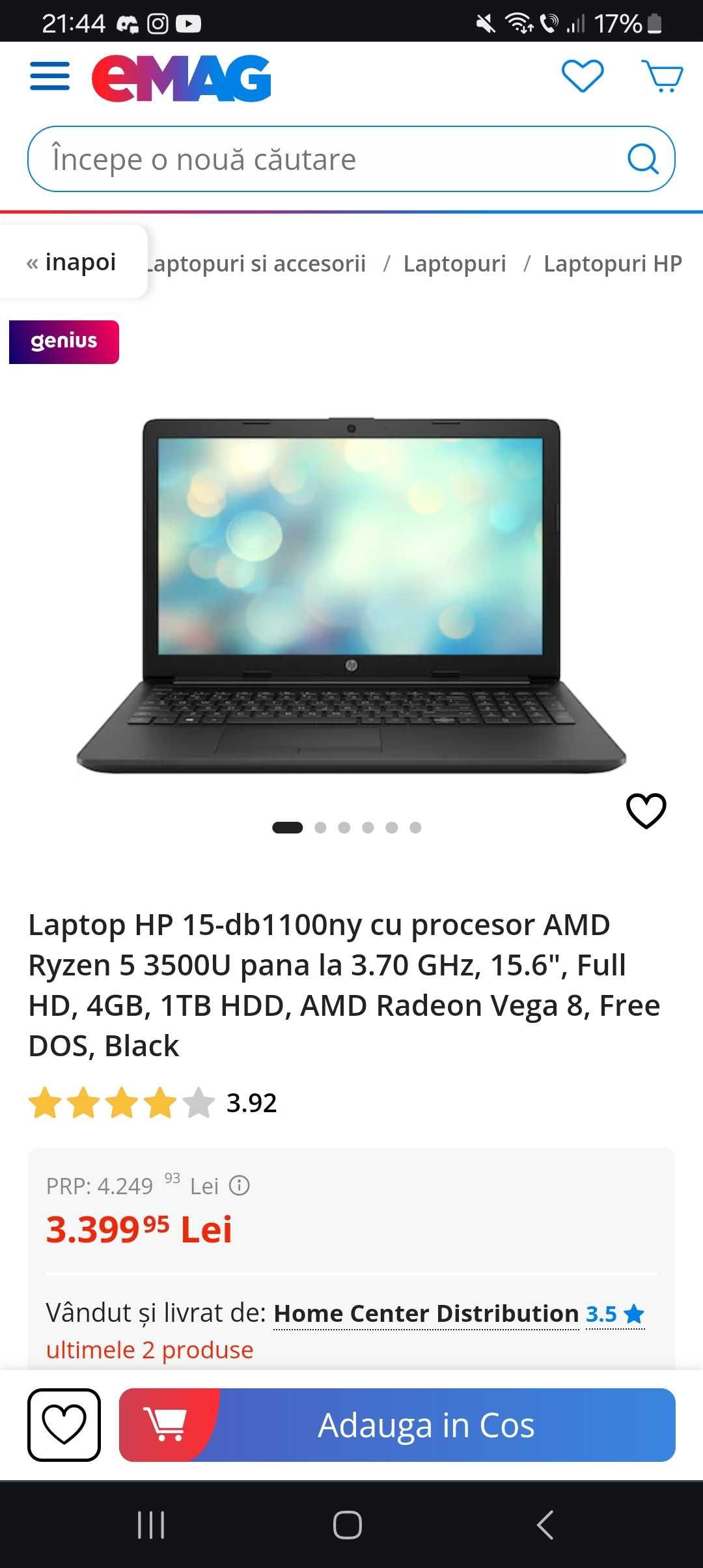 Laptop de la HP cu Win 10