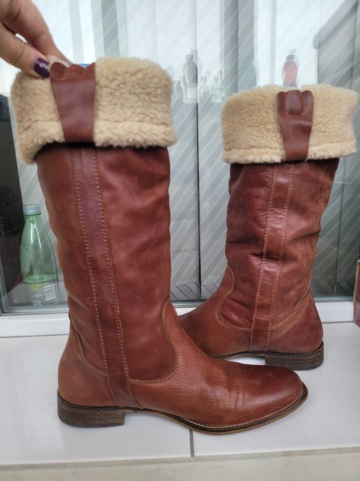 Естествена кожа дамски ботуши 40 номер