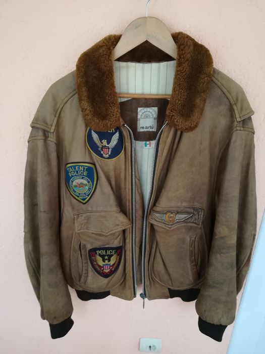Geaca piele bărbați Aviator Rearty Xl
