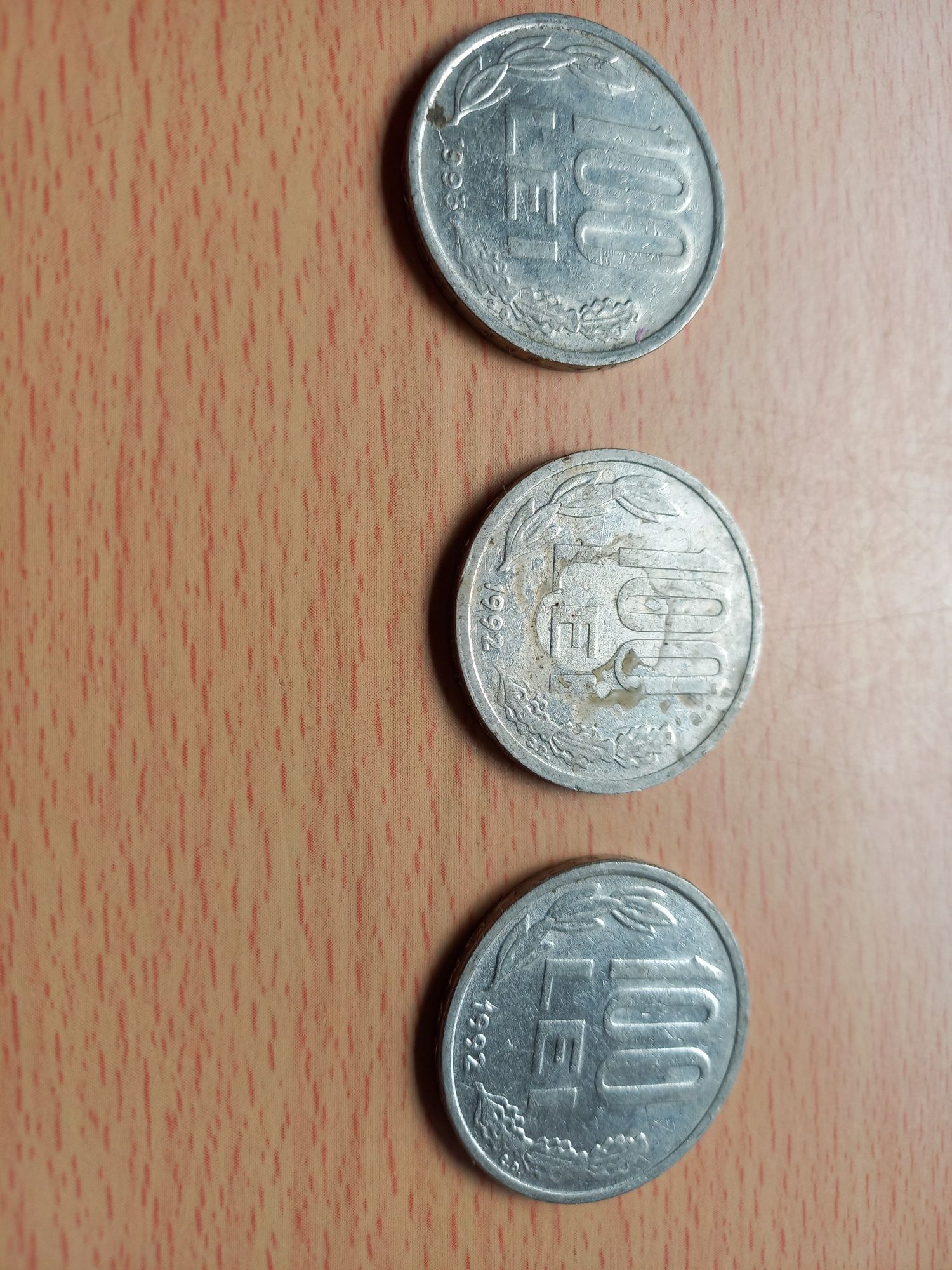 3 monede 100 lei din 1992 si 1993