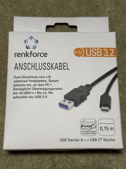 Cablu USB Type C 3.2 10GBit/s 0,15m marca Renkforce Germany
