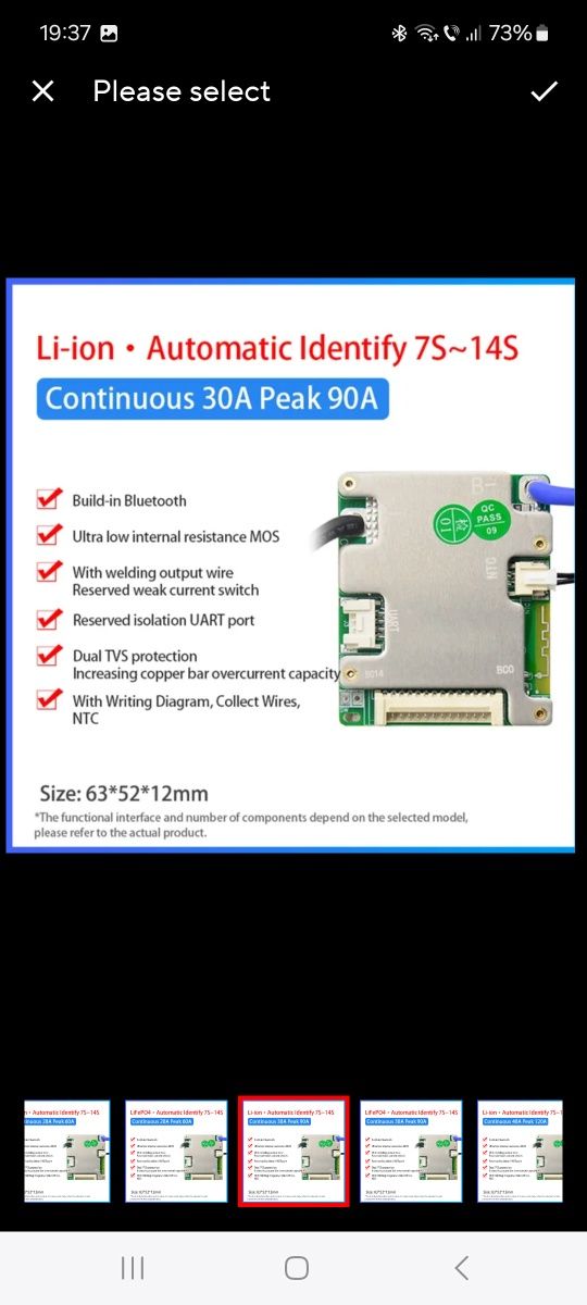 LifePo4 BMS 30A-90A max cu Bluetooth