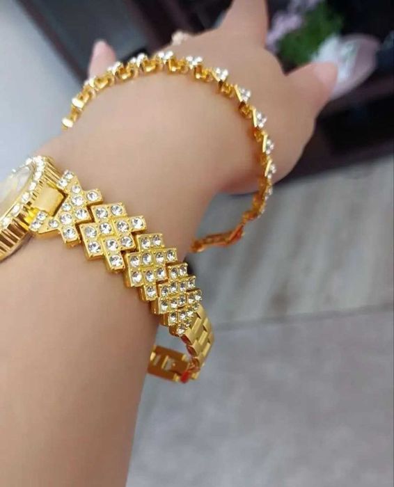 Set Ceas + Bratara Dama Strasuri Elegant din Oțel Inoxidabil Luxury