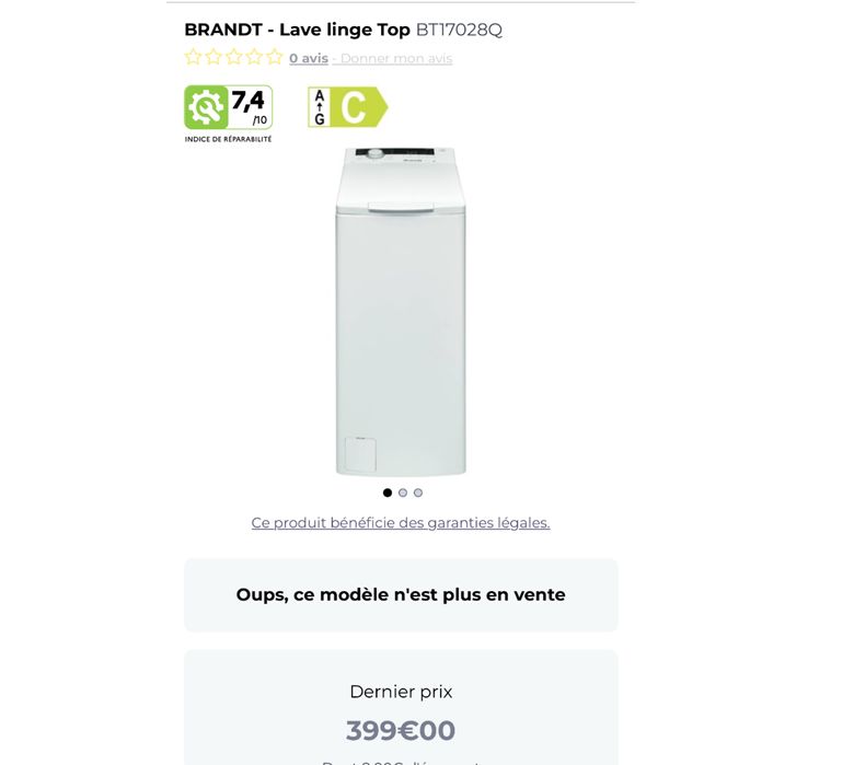 Mașină de spălat rufe verticala Brandt BT17028Q