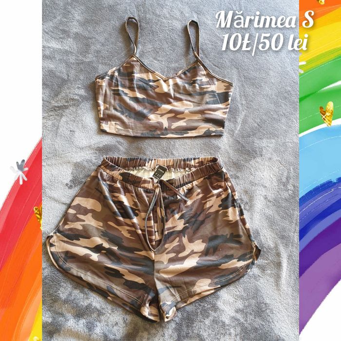 Set damă top+fustă, maiou+pantaloni scurți, set maiouri