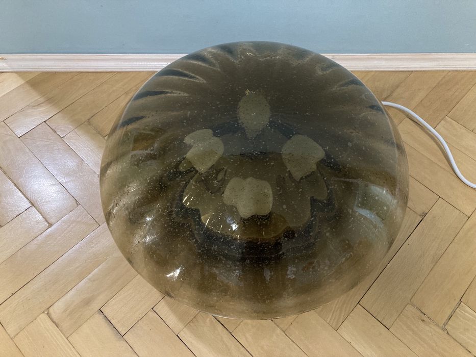 Месингова голяма стъклена лампа от Hillebrand Leuchten / 1970 г.