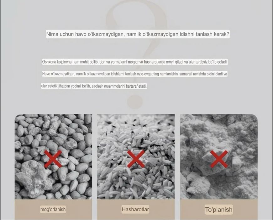 100% kafolatlangan yuqori sifatli oshxona anjomlari!