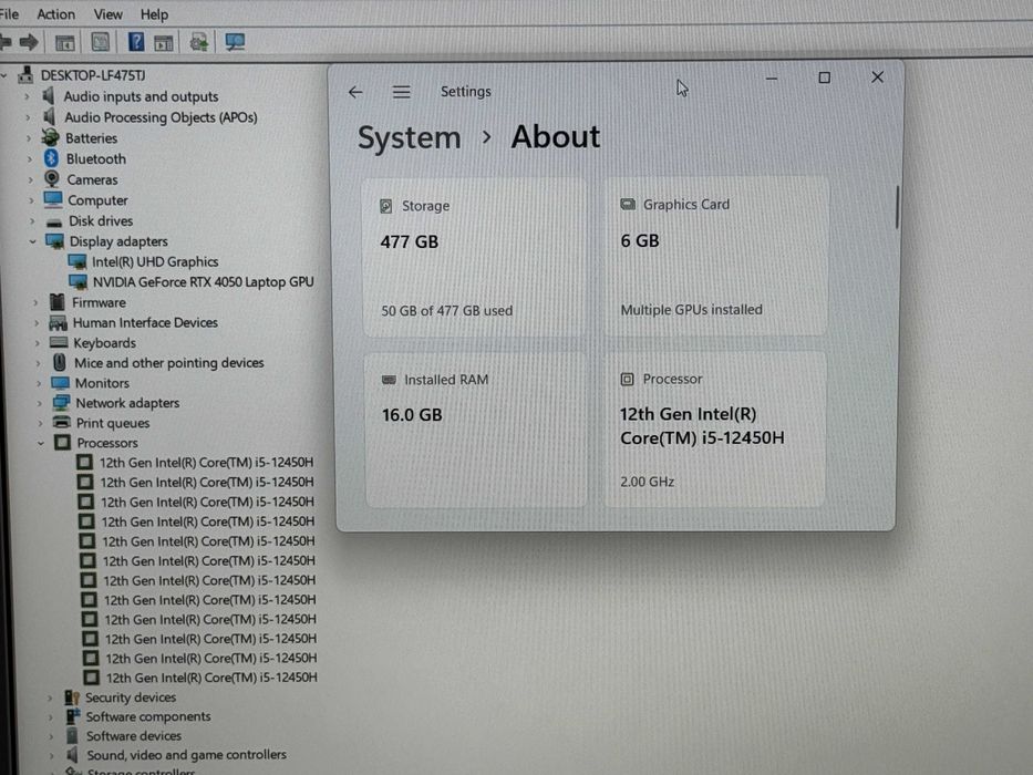 144Hz MSI Thin`Core i5-12450H/RTX 4050/16GB RAM/512GB SSD//Бат 100%