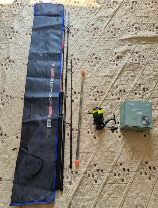 Lansetă feeder diamant alb + mulinetă East Shark FEEDER MASTER 4500