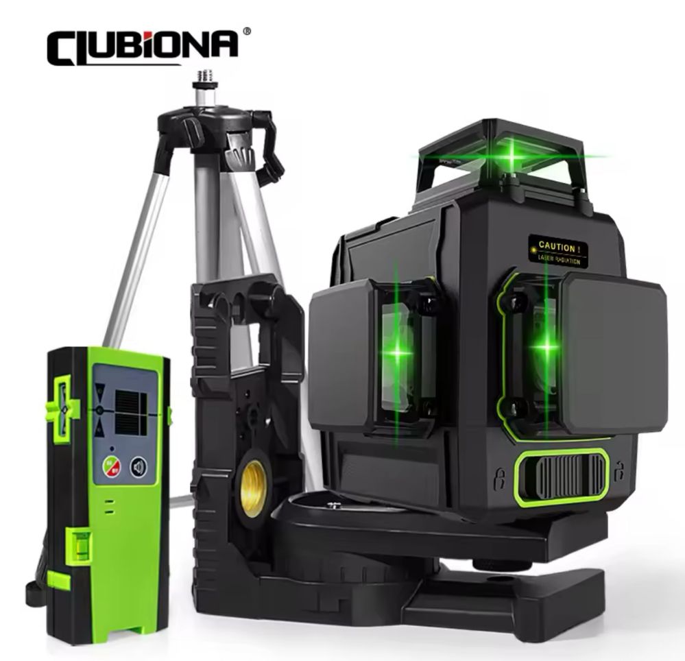 3 D Лазерен нивелир CLUBIONA ! Водоустойчив и противоударен!Зелен лъч!