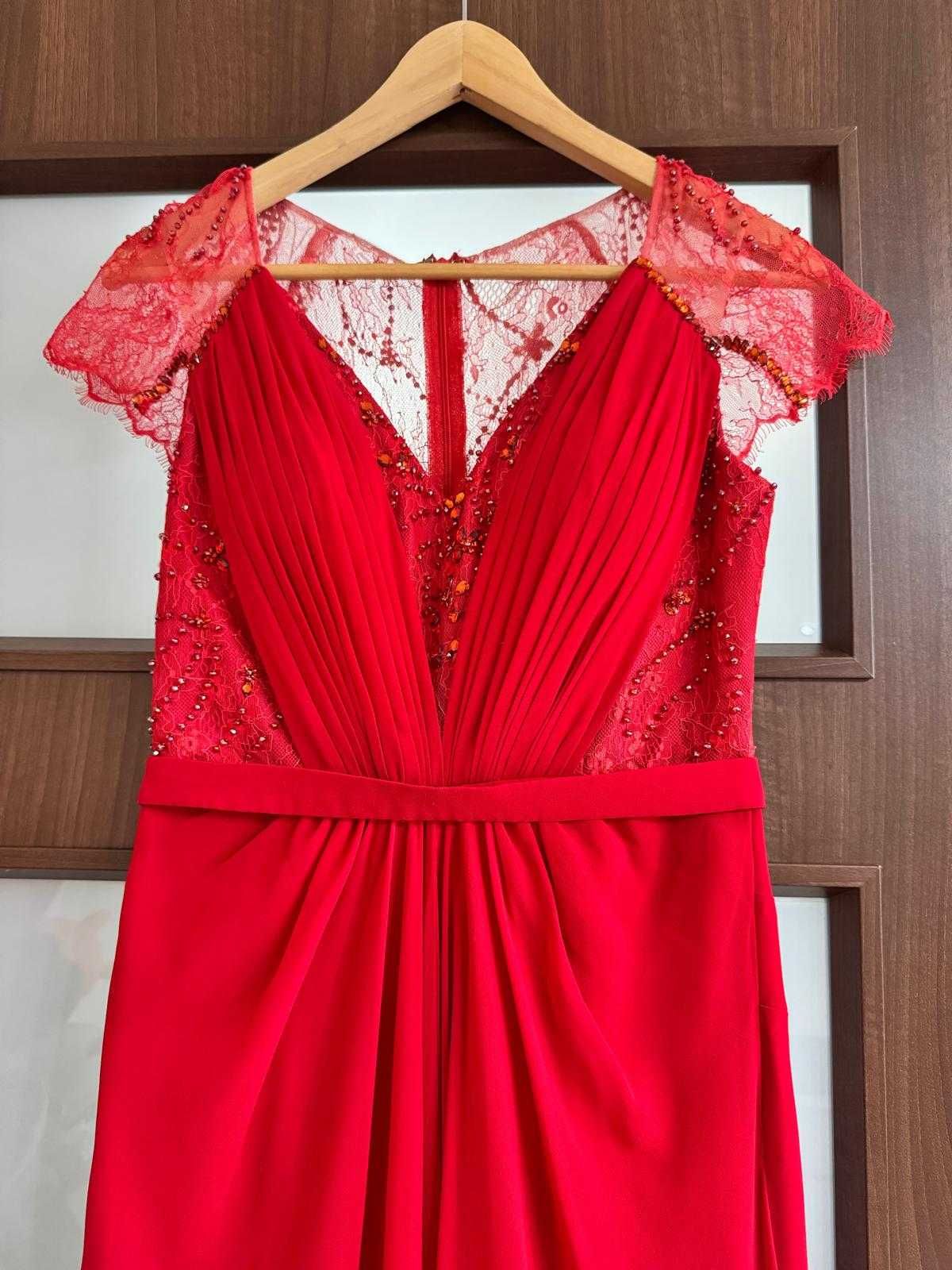 Rochie rosie, lunga si eleganta Tarik Ediz (marime 34-36)