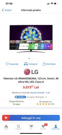 LG Nanocell 49NANO863NA, 123 cm, Smart, 4K Ultra HD, LED, Clasa A
