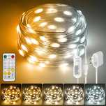 Instalatie led 15m 5 nuanțe lumină alba cu telecomandă