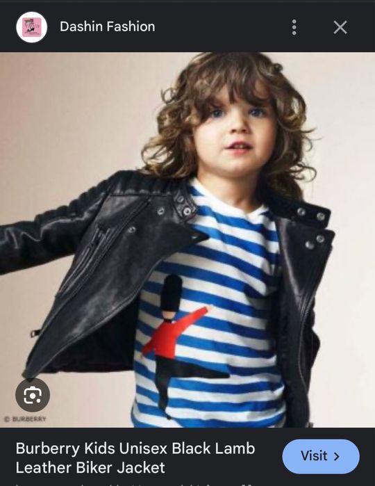 Burberry Kids Unisex Black Lamb Leather Biker Jacket