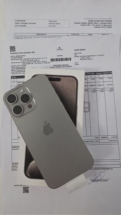 IPHONE 15 Pro MAX 256 GB culoare Natural Titanium